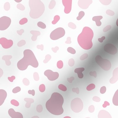 Vector hand drawn pink coloured spots composition on white background.