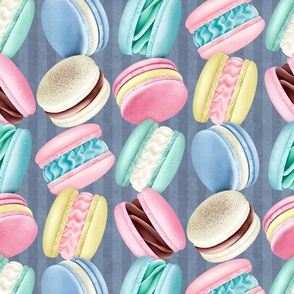 Fancy French Macarons - on blue 