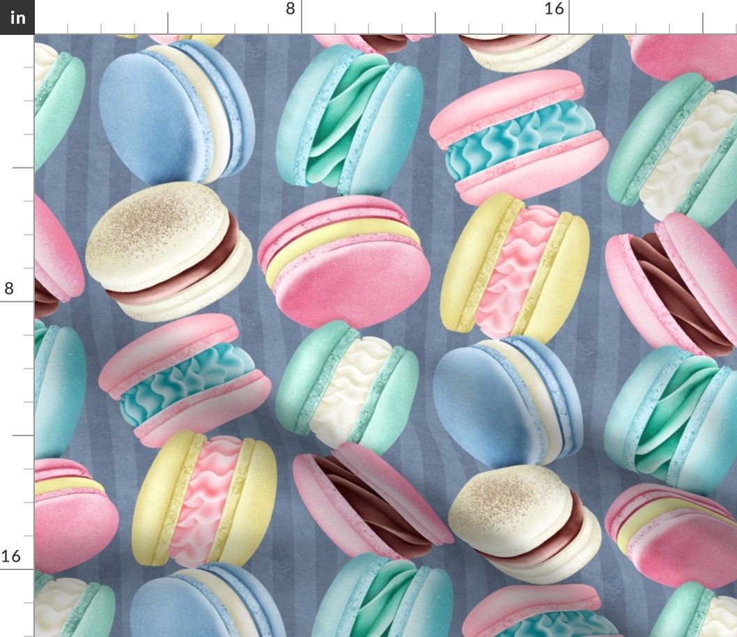 Fancy French Macarons - on blue 