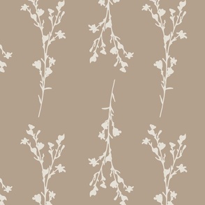 Large Print JAZZY Botanical Branches Pattern | Muted Dark Brown Beige Monochrome