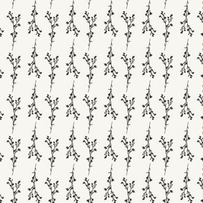Tiny Print JAZZY Botanical Branches Pattern | Neutral Light Cream and Gray