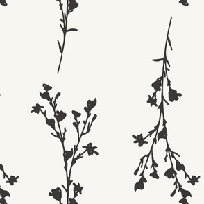 Large Print JAZZY Botanical Branches Pattern | Neutral Light Cream and Gray