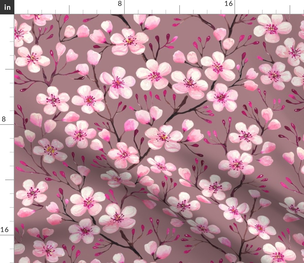 watercolor cherry blossom,  spring blossom, sakura blossom large scale brown WB24