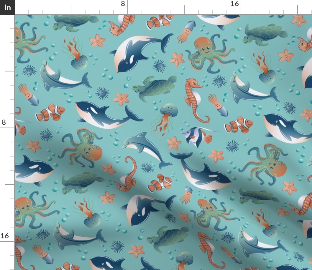 Silly Sea Life Dark–Large Scale
