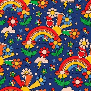 VINTAGE FLORAL-NAVY