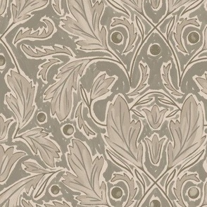 (M) Baroque Damask Leaves neutral in shades of brown and taupe and cream and off white