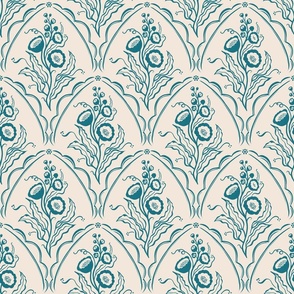 Scallop Stencil in Welcoming Teal - 6 inch repeat