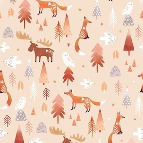 Woodland fox in earthy warm autumn tones