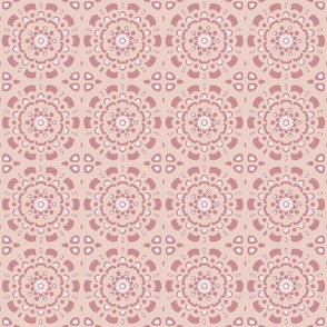 Cute Pink and White Mandala Pattern - Large  Scale