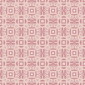 Geometric Square Floral Pattern on Light Pink