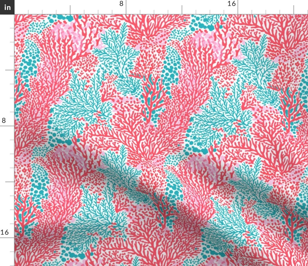 Coral Pattern Under Water Nautical Theme,  Coral Ocean Beach Coral Pattern, Nautical Beach Pattern Fabric Summer Fabric Charleston Preppy