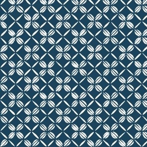 Small Scale // Sashiko Japanese Stitching Inspired Lattice in Deep Ocean Loyal Blue and White