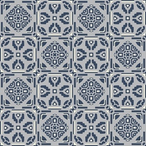 Blue and Grey Geometric Diamond Pattern