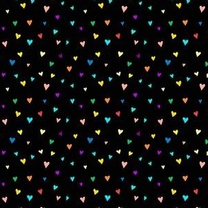 (S) Rainbow Colored Hearts on Black