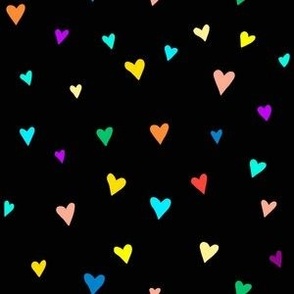 (M) Rainbow Colored Hearts on Black