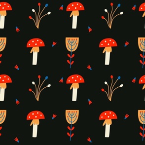 flowers and mushrooms