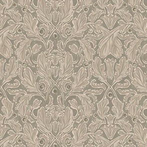 (SM) Baroque Damask Leaves neutral in shades of brown and taupe and cream and off white