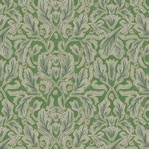 (SM) Baroque Damask Leaves in shades of green and off white