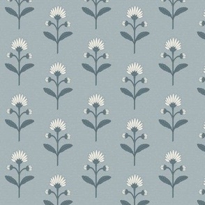 Naomi Floral: Foggy Blue Small Floral, Gray Blue Botanical