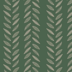 Pink Leafy Stripes on Green | Large Scale