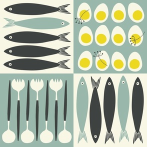 Easter Feast - Teal Gray - Yellow