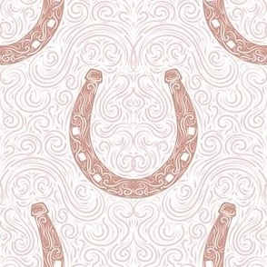 Lucky horseshoe in dusty rose and white. Small scale