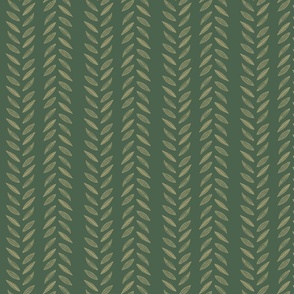 Gold Leafy Stripes on Dark Green | Small scale