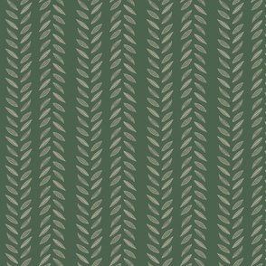 Pink Leafy Stripes on Dark Green | Small Scale