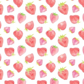 Watercolour Strawberries on White 