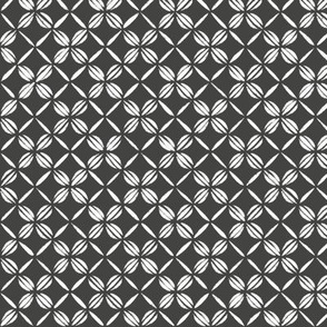 Small Scale // Hand Drawn Sashiko Stitchwork Inspired Lattice  in Iron Ore Grey and White