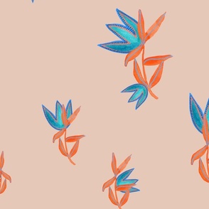 Abstract tulips (blue peach)