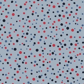 Patriotic Summer Ditsy Dots {on Cadet Blue} Multi Color Polka Dot
