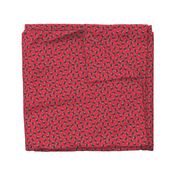 Whimsical Farmhouse Tossed Dark Sheep with spots on a Cherry Red background - Medium - 6x6