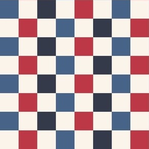 Red Off White and Blue Checker {on Off White} Multi Color Checks