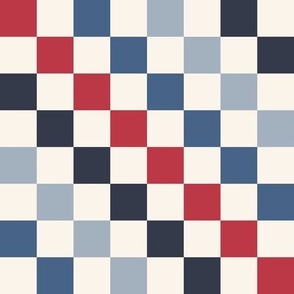Diagonal Patriotic Summer Checker {on Off White} Multi Color Checks