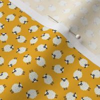 Whimsical Farmhouse Tossed White Sheep with spots on a Golden Yellow background - Small - 3x3