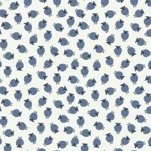 Whimsical Farmhouse Tossed Indigo Blue Sheep with spots on a light background - Small - 3x3