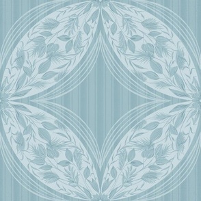 Botanical Overlapping Circles in Misty Light Blue, Sacred Geometry, Striped, Maximalism, Large, Bedding and Wallpaper
