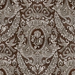 *Metallic* 1910 Vintage Embossed French Faux Leather Damask by M. H. Birge & Sons - Optimized for Metallic Wallpaper