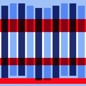 Jazz Bars Red White And Blue Retro Modern Geometric Shapes Mid-century Scandi Stripe Minimalist Independence Day Fourth of July Seaside Beach Cottage Preppie Pool Party Picnic Bright Bold Repeat Pattern