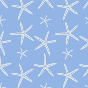 Patriotic Seastars in Baby Blue and Silvery Gray in Large Scale