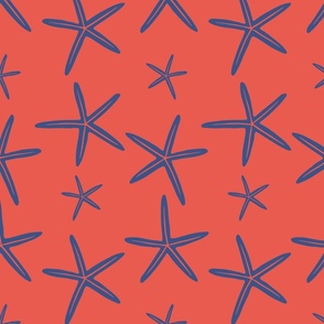 Patriotic Seastars in Americana Red and Navy Blue in Large Scale