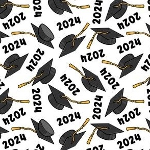 Graduation Caps - Class of 2024 - black on white - LAD24