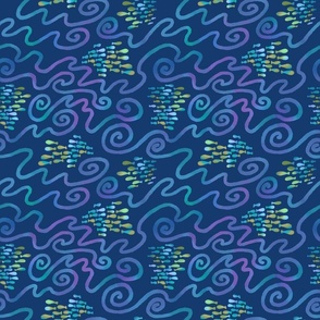 Fish in swirly Waves