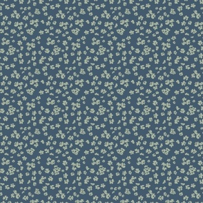 Dainty Ditsy Florals green and blue background medium scale