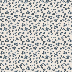 Dainty Ditsy Blue Florals with warm neutral background medium scale