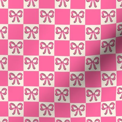 Checkerboard Bows in Pink