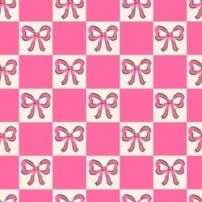 Checkerboard Bows in Pink