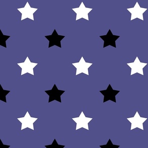 Black and White Stars Pattern Purple Background