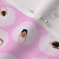Swan lake ballet - dancing ballerinas in tutu on pink